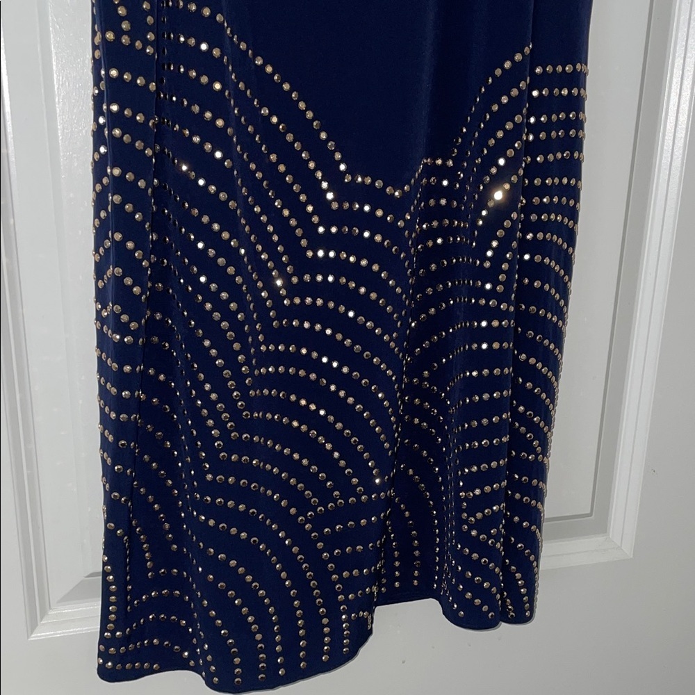 Trina Turk Navy Shift Cocktail Dress with gold embellishment - Picture 5 of 10